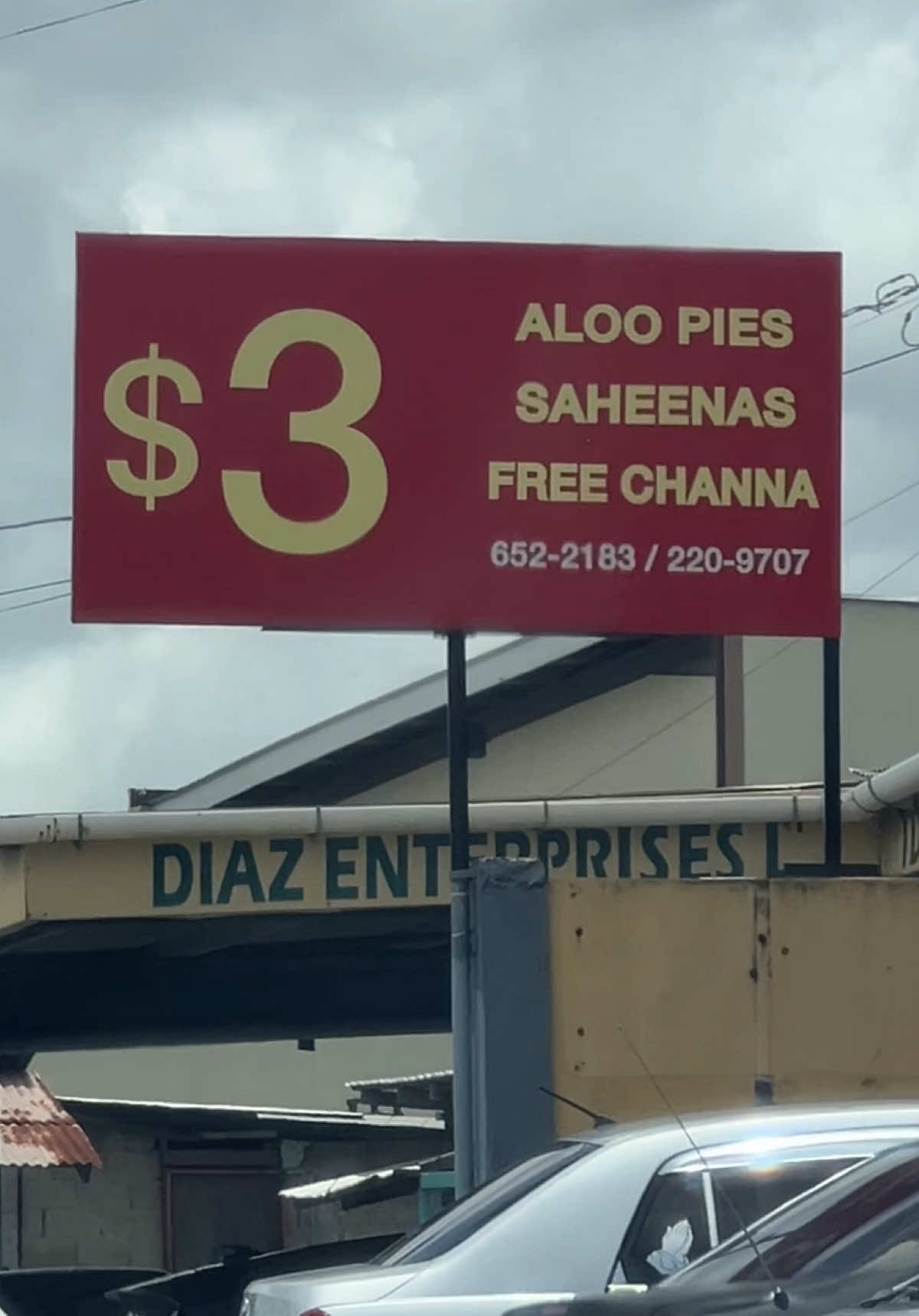 Looking for a cheap lunch for Rendel’s Barber and decided to check out a place in La Romain that sells food for $3tt 