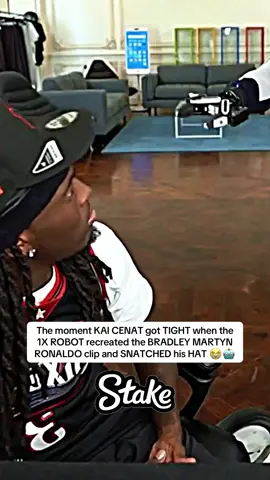 The moment KAI CENAT got TIGHT when the 1X ROBOT recreated the BRADLEY MARTYN RONALDO clip and SNATCHED his HAT 😭🤖 #kaicenat #fyp