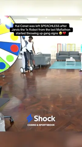 Kai Cenat was left SPEACHLESS after Jarvis the 1x Robot from the last Mafiathon started throwing up gang signs 😭💔 #kaicenat #fyp #viral #trending 