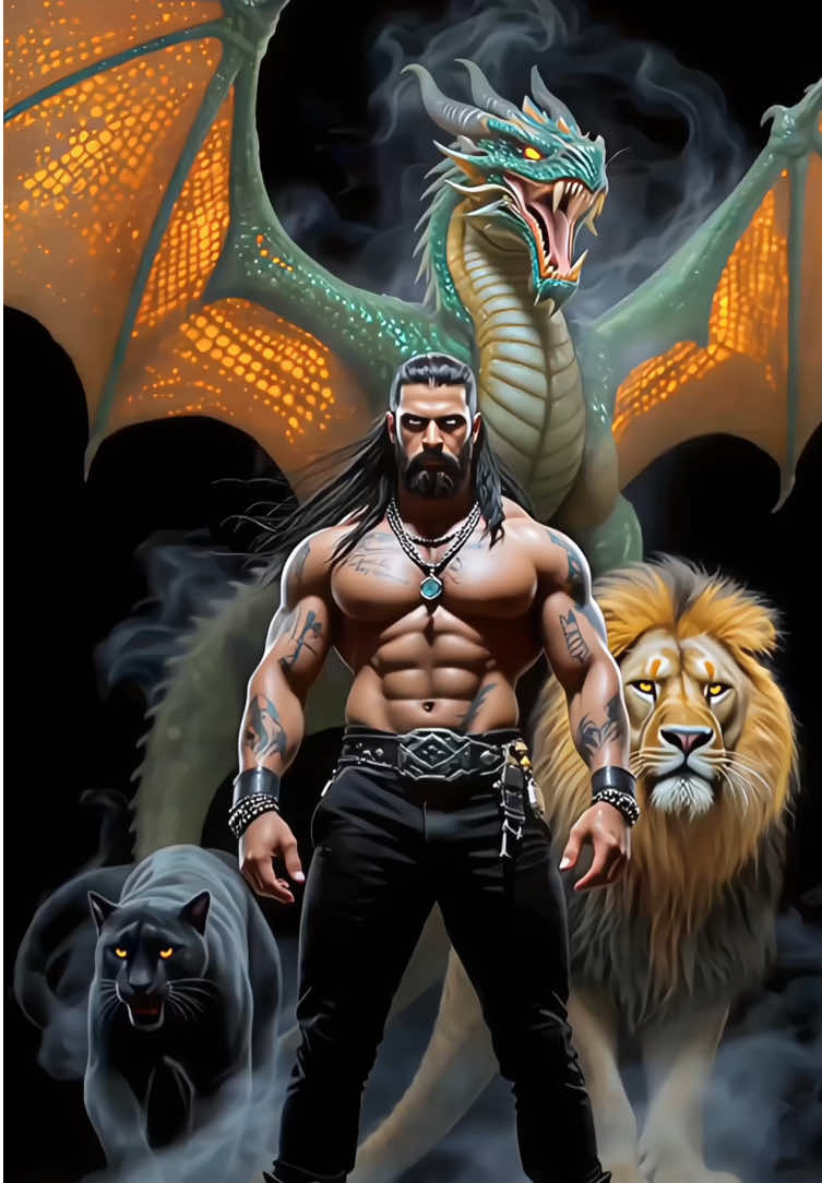 Human and Dragon and Lion and Black Phanter Fusion #ai #aiart #hybrid #fusion #livewallpaper 
