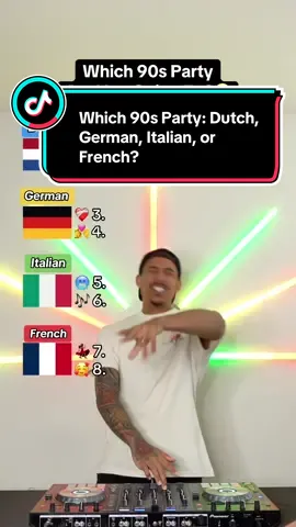 Dutch, German, Italian, or French: Which 90s Party Are You Going To?🎉 The 90s were HUGE when it came to dancing🕺🏽💃🏻 So you already know that the parties back then were just as big🥳 But if you had to pick one country to go back in party in, which party are you going to?🤔 SHARE THIS WITH SOMEONE THAT LOVES 90s MUSIC❤️‍🔥 Sidenotes: - “Lady” was actually released in 2000. I thought it was a 90s song when I made this, so that was my mistake! - Although the lead singer of Corona is Brazilian, the producer of the group is Italian. The group was also formed in Italy, and the song “The Rhythm Of The Night” was originally released in Italy. #90s #eurodance #edm #dancemusic #party 
