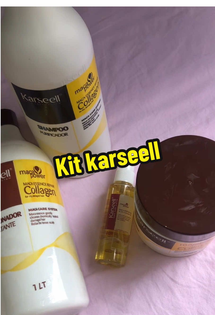 Kit famoso do momento! Cabelos dos sonhos, sedosos, hidratados e brilho 🤩 #kitkarseell #karseell #cabeloshidratados #karsellcollagencollagen #cabelo 