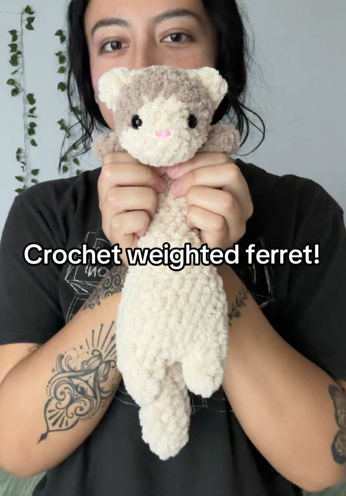 Crochet weighted ferret! I love making these! The belly is filled with plastic beads for a nice weight and squish! 🤎 Pattern by @The Crochet Cloud ☁️💕  #crochet#crocheting #amigurumi #crochettok #crochetplushie #plushies #crochetersoftiktok #handmade #ferret #weightedstuffedanimal 