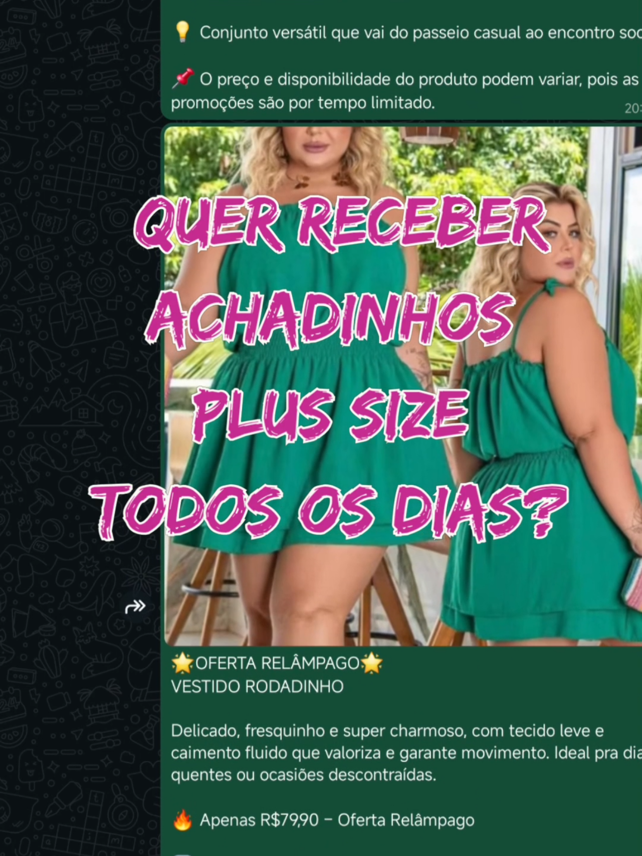 Criei um grupo no WhatsApp só com Achadinhos Plus Size Perfeitos que com certeza são A SUA CARA!  💖 Moda casual, elegante e estilosa com preço de achadinho!  🧾Cupons de descontos exclusivos  🛍 Produtos da Shopee e Mercado Livre  Esse grupo é só para mulheres GGs: Grandes Gostosas 🔥 Te espero lá, amiga! ❤️ #plussizefashion #achadinhosshopee #plussizebrasil #achadinhos #plussize 