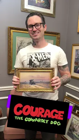 I painted Courage the Cowardly Dog into thrift store art.  Get the 90’s bundle in my TikTok shop. Link in video.  #couragethecowardlydog #thrifting #paint #art #painting