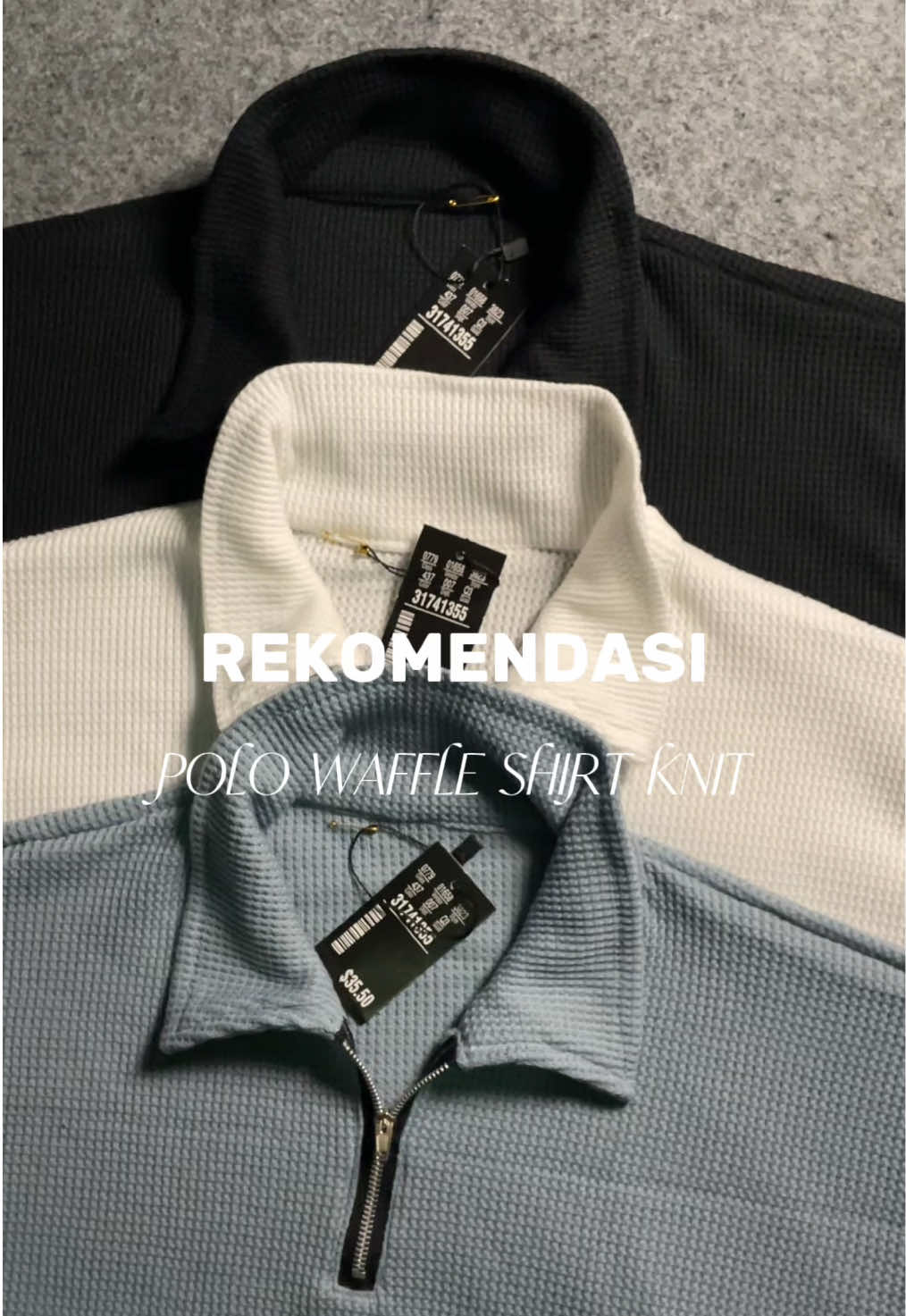 paket 3 pcs kaos polo waffle shirt knit harga promo!🤗 #kaospolowaffle #polowaffle #kaospolo #waffleknit 