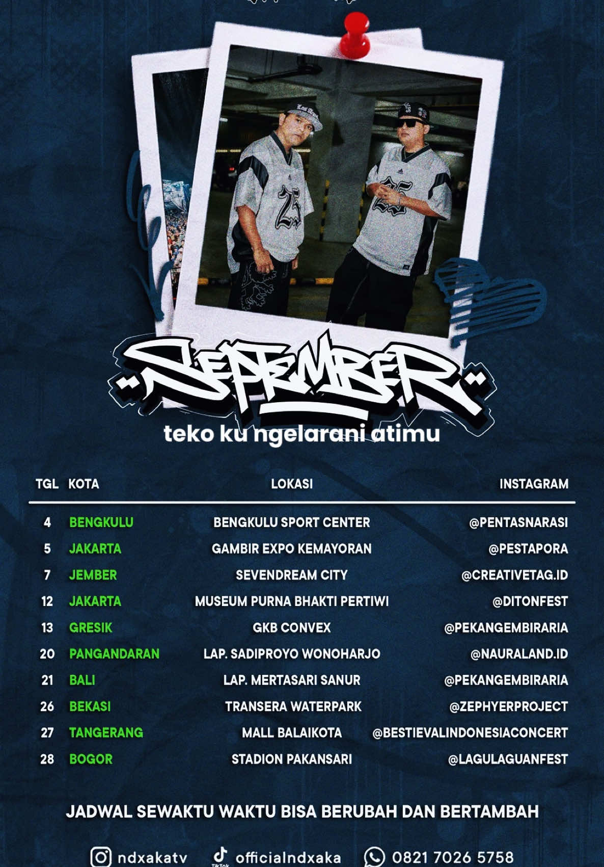 MENUNGGU BERAKHIR LUKA DI BULAN SEPTEMBER 💔 4 September Di BENGKULU @pentasnarasi  5 September Di JAKARTA @pestapora  7 September Di JEMBER @creativetag.id  12 September Di JAKARTA @ditonfest  13 September Di GRESIK @pekangembiraria  20 September Di PANGANDARAN @nauraland.id  21 September Di BALI @pekangembiraria  26 September Di BEKASI @zephyerproject  27 September Di TANGERANG @bestievalindonesiaconcert  28 September Di BOGOR @lagulaguanfest  #ndxaka #bogor #tangerang #bekasi #bali #pangandaran #gresik #jakarta #jember #bengkulu #CapCut 