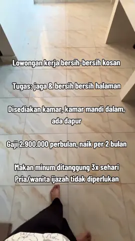 Loker buat penjaga dan bersih bersih kost #infoloker #lokerindonesia #cariloker #pembanturumahtangga #lokerjakarta 