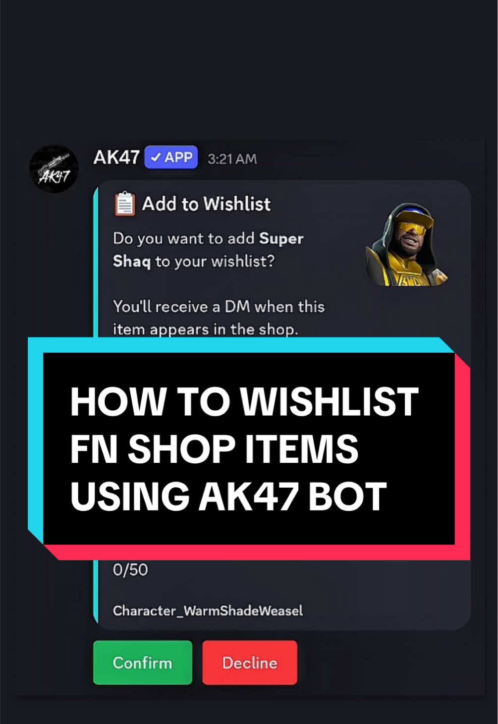 How to use Wishlist 📋 command in AK47 bot #fyp #foryoupage #foryou #fortnite #discord 