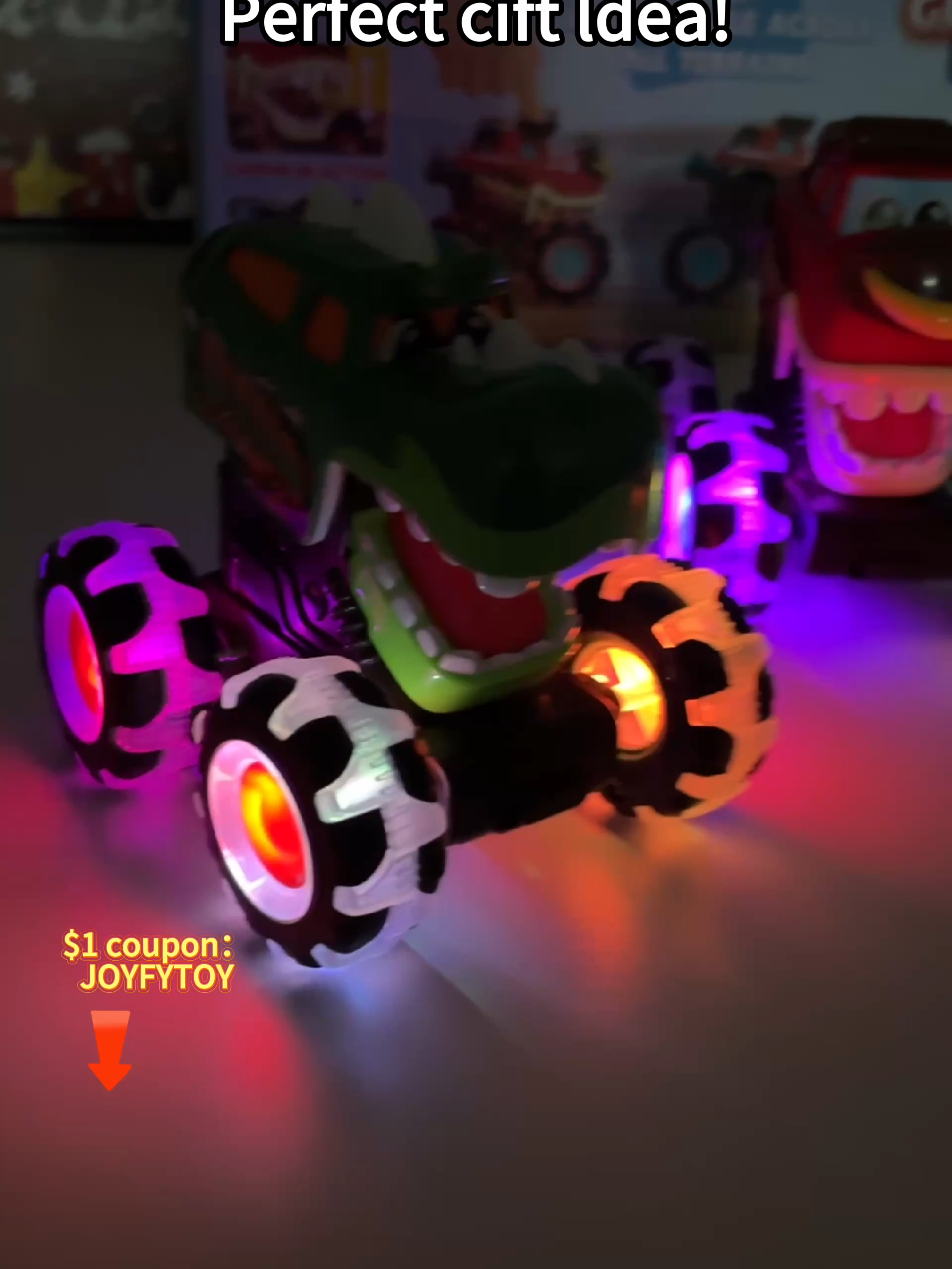 ⚡️Set of 3 monster trucks that light up and flash! You get a bull, shark and dinosaur. My little boy loves these so much! #kids #sahm #momlife #boymom #girlmom #twins #twinmom #twinmomlife #easter #easterbasket #easterbasketideas #toys #toy #toyunboxing #monstertrucks #toytruck #boys #girls