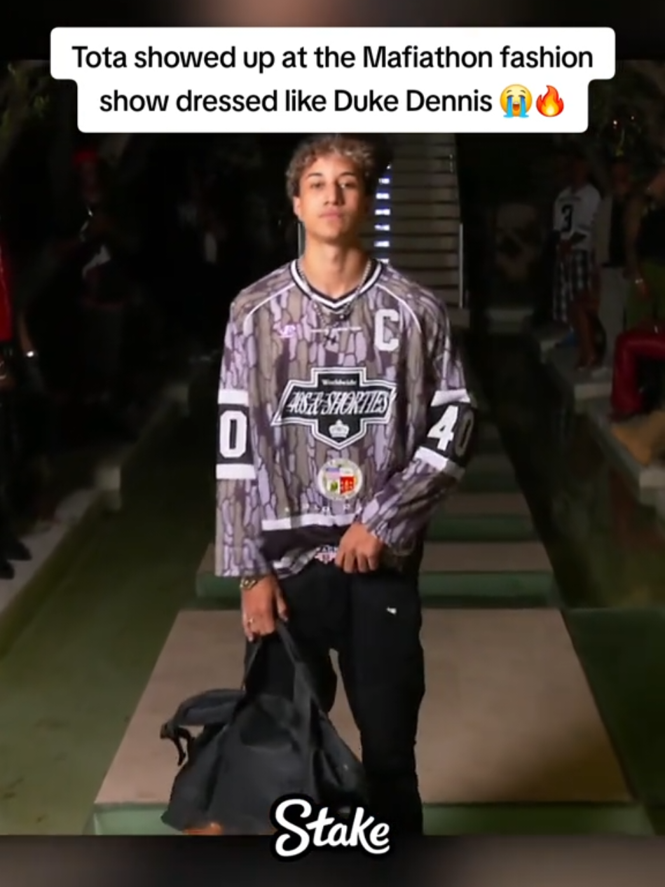 Tota showed up at the Mafiathon fashion show dressed like Duke Dennis 😭🔥 #tota 