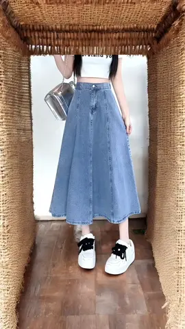 Jiso Rok Jeans Wanita Haigwaist A-line korean style 7/8