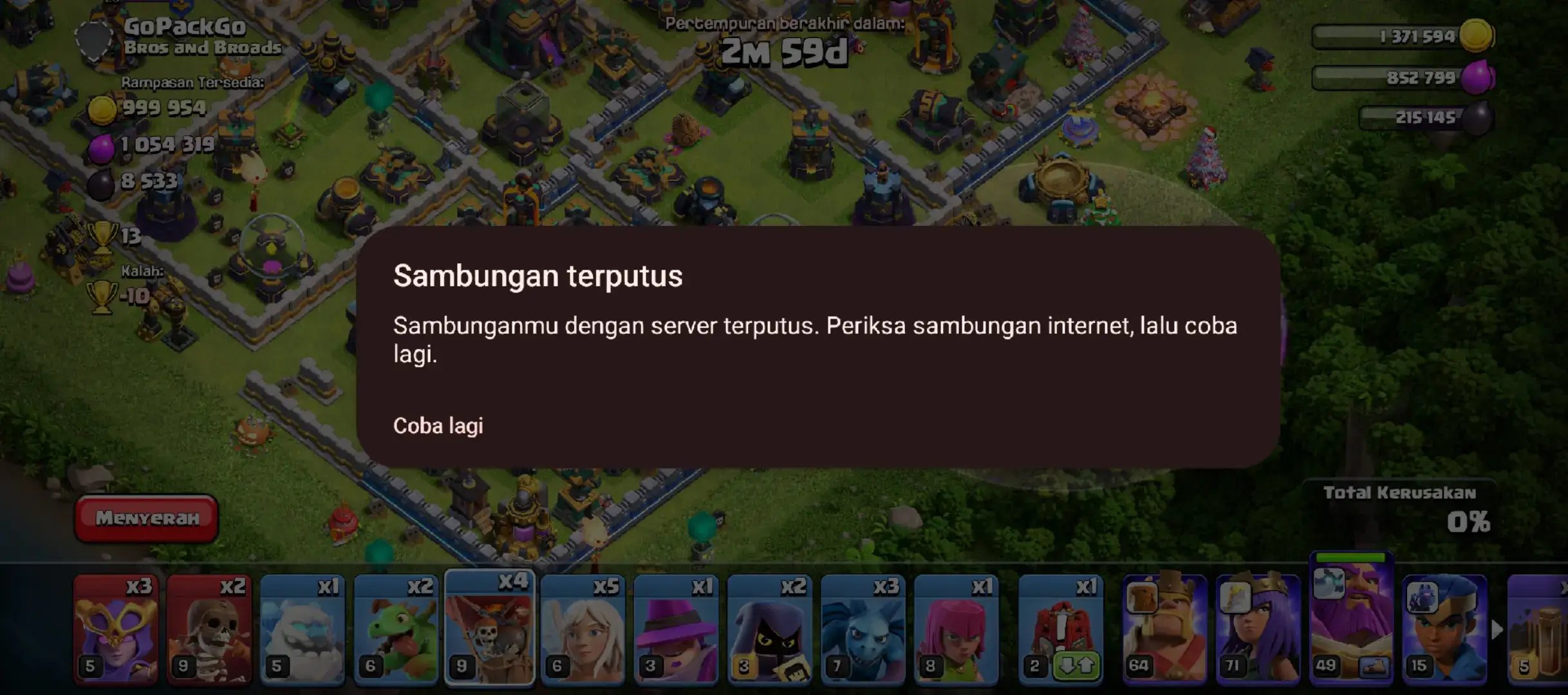 sakit  #coc  #clashofclans #disconnect 