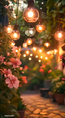 suasana romantis di taman cahaya penuh bunga #fyp #romantis #estetik #malamindah #lampucantik 