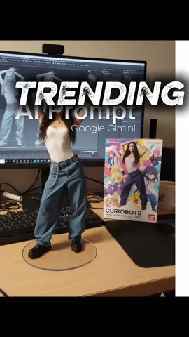 Trending AI Photo Prompt  Prompt: Create a 1 / 7 scale intelligent figurine in the picture, in a realistic style, in a real environment. The figurine is plattered on a computer desk. The figurine has a round transparent acrylic base, with no text on the base. The content on the screen is the Zbrush modeling process of this figurine. Next to the computer screen is a BANDAl-style toy packaging box with printing. The packaging features two-dimensional flat illusion. #ai #prompt #googlegemini #photoedit #aiprompt 