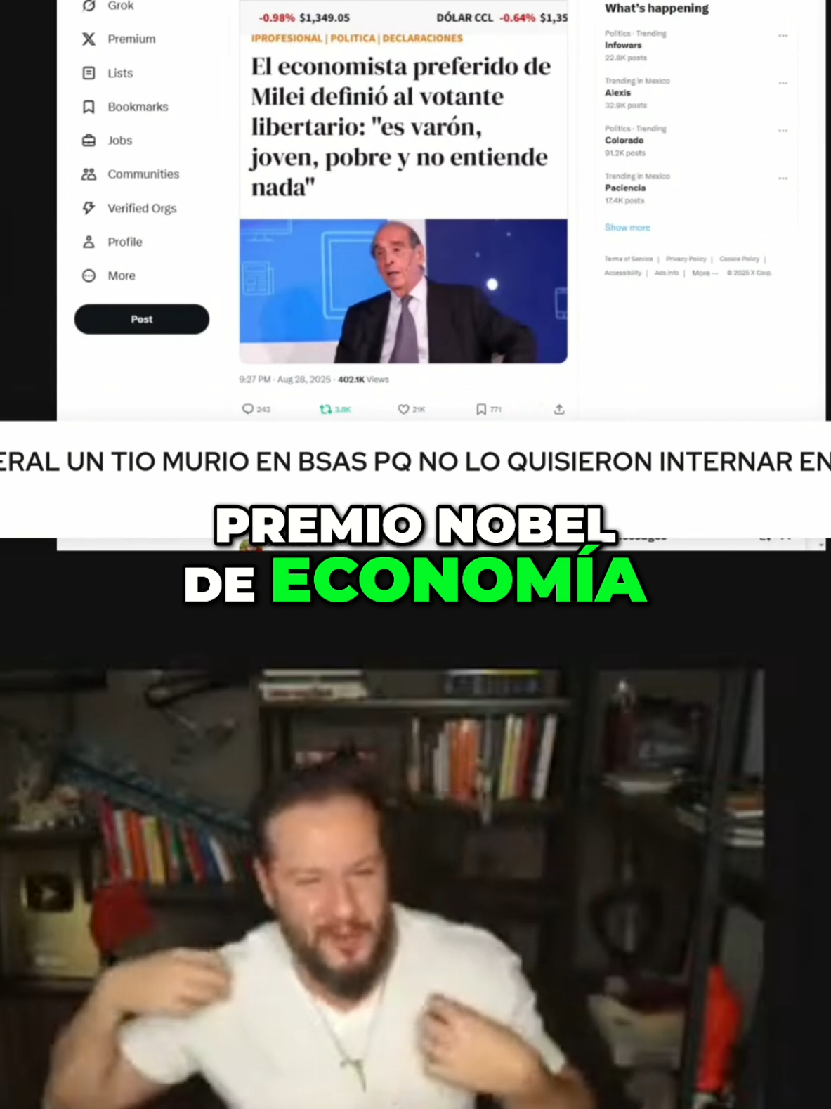 Economista de Milei revela impactante verdad sobre votantes Video completo: https://www.youtube.com/live/Lxpc5RYFRdA?si=VoSdq5QN78xjkvLC #video #noticias #trendingvideo  #trend  #argentina 