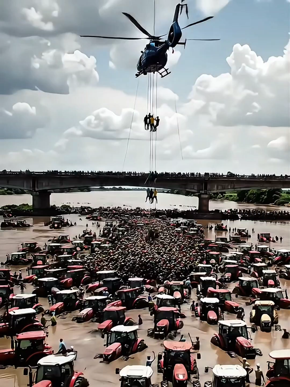 Heavy Floods 🌊 Tractor's & People Trapped in Flood Water #flood #flooddisaster #fypシ゚ #trending #unfrezzmyaccount
