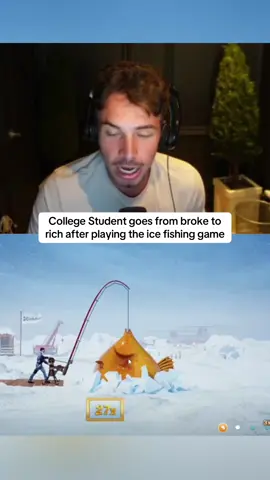 College Student goes from broke to rich after playing the ice fishing game #kickstreaming 