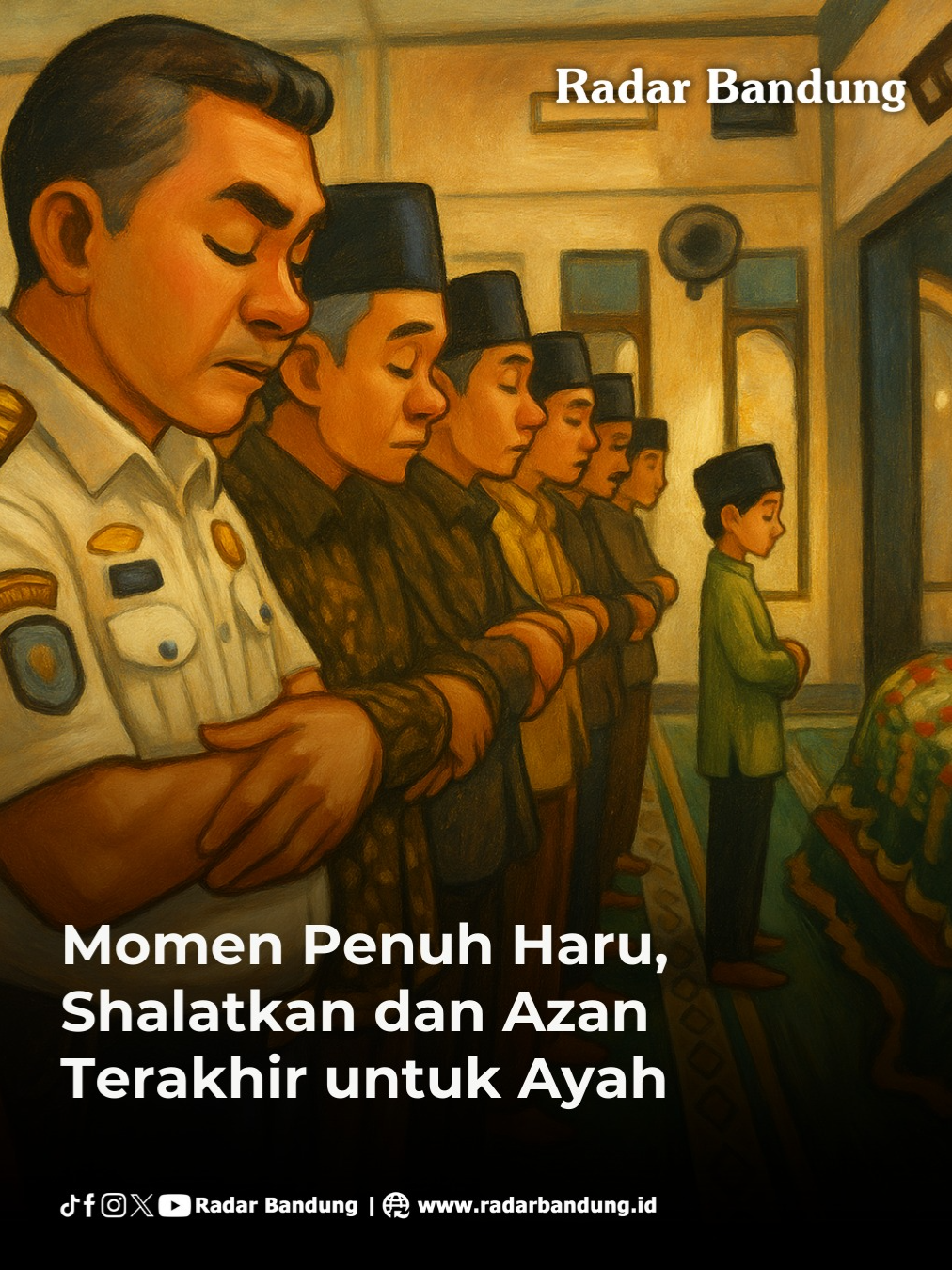 Momen haru seorang anak dengan tegar dan penuh kasih menshalatkan jenazah ayahnya, memimpin barisan di hadapan jasad yang terbujur kaku. Kesedihan mendalam tak mampu membendung keteguhan hatinya saat ia melantunkan takbir, setiap gerakannya adalah wujud bakti dan cinta terakhir. . Tak hanya itu, di hadapan liang lahat, ia juga mengumandangkan azan, seolah memanggil jiwa sang ayah untuk bersaksi atas kebaikan hidupnya. (Jjp) 🎥 Istimewa #radarbandung #haru #sedih #ayah