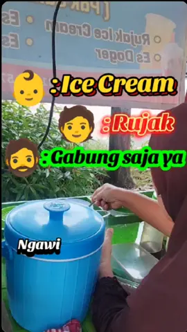 Cuaca sedang panas, siang siang gini enaknya yang seger seger, Ice Cream enak ini kata Bocil, emaknya bilang siang gini enaknya makan rujak ini seger gurih ada pedesnya, wah ini harus di mix ice cream sama rujak hehee, cita rasanya seru hehehe ada manis gurih asem pedes waaah hehe, lokasinya didepan luwes sisi timur,  #icecream #rujak #ngawi24jam #makananviral #makanenak 