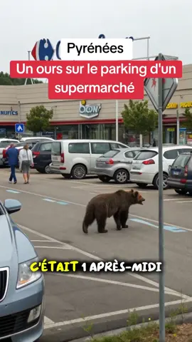 Scène surréaliste : un ours sur le parking d'un carrefour. #info #france #insolite (contenu parodique) 