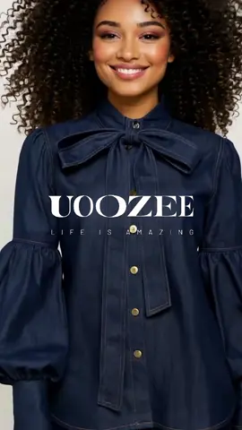 Obsessed with this denim blouse!#denim#tiktokshoplabordaysale #fallfreshness #uoozee #womensfashion 