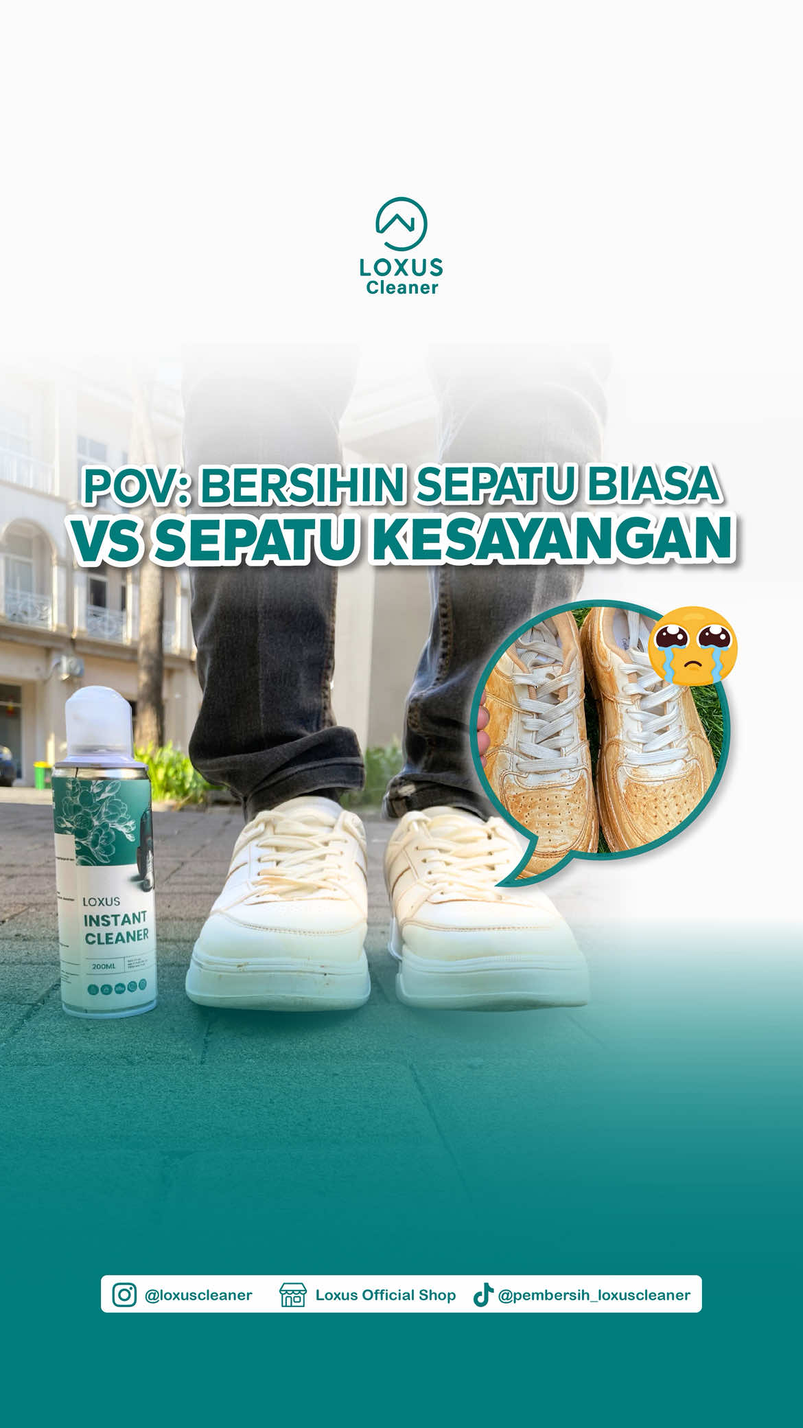 Absen dulu, yang suka memperlakukan sepatunya pilih kasih kayak gini?🙋🏻‍♀️ Untung semua bisa sat-set bersihnya kalau pakai Loxus Instant Cleaner🫧 #cleaninghacks #pembersihsepatu #penghilangnoda #sneakers 