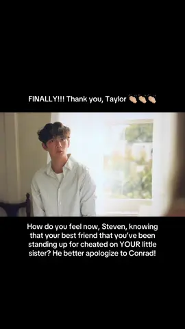 YES. FINALLY! Thank you, Taylor for letting Steven know about Jere cheating on Belly. But he totally just bypassed that so quick in this scene because he’s so in love with Taylor (good for them) but he better freakin apologize to Conrad! #thesummeriturnedpretty #teamconrad #tsitp #stevenfindsoutjeremiahcheated #thesummeriturnedprettyseries 