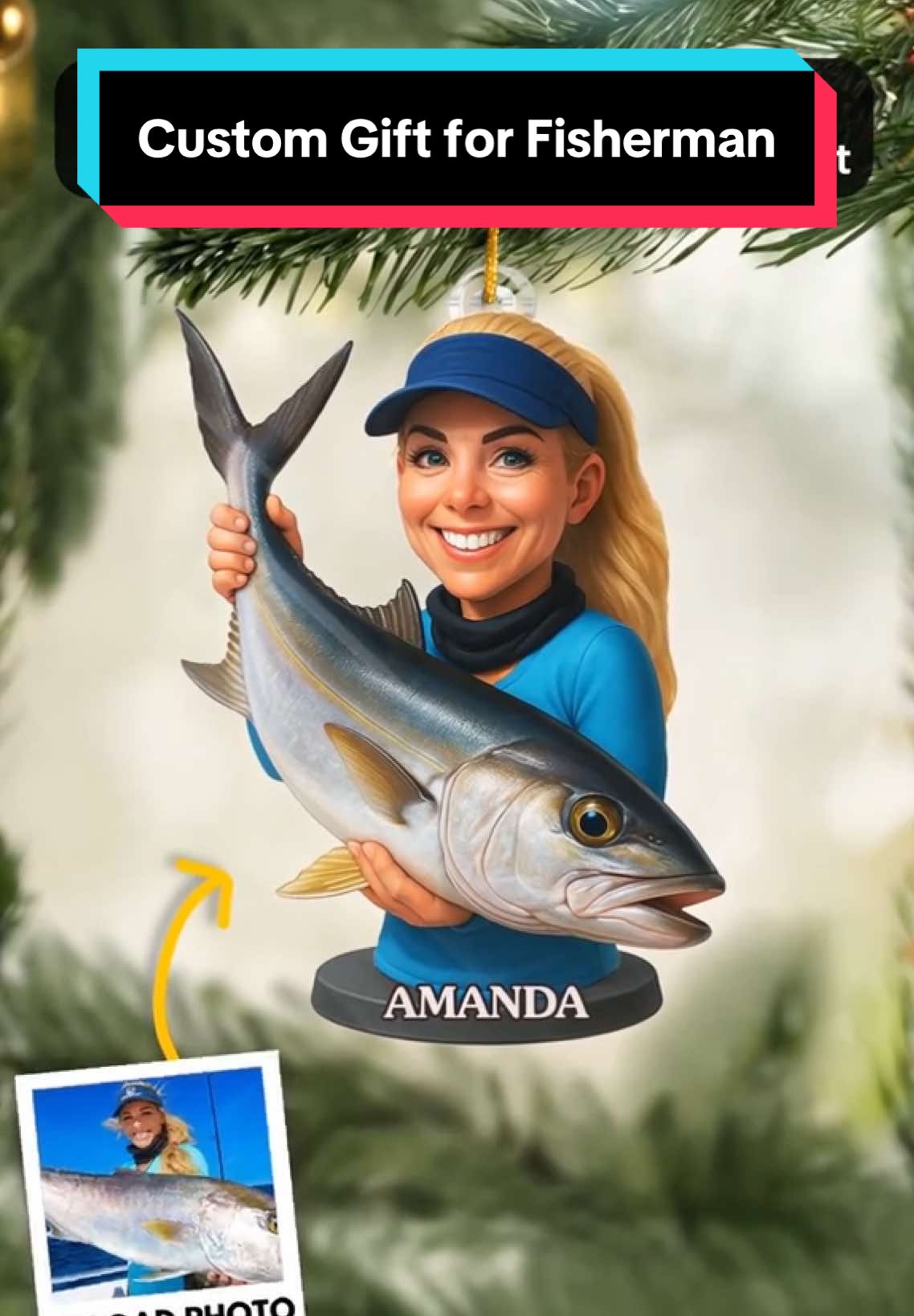 Turn his biggest catch into the funniest ornament this year 🎄 #pawfecthouse #personalizedgifts #fishing #fisherman #fish