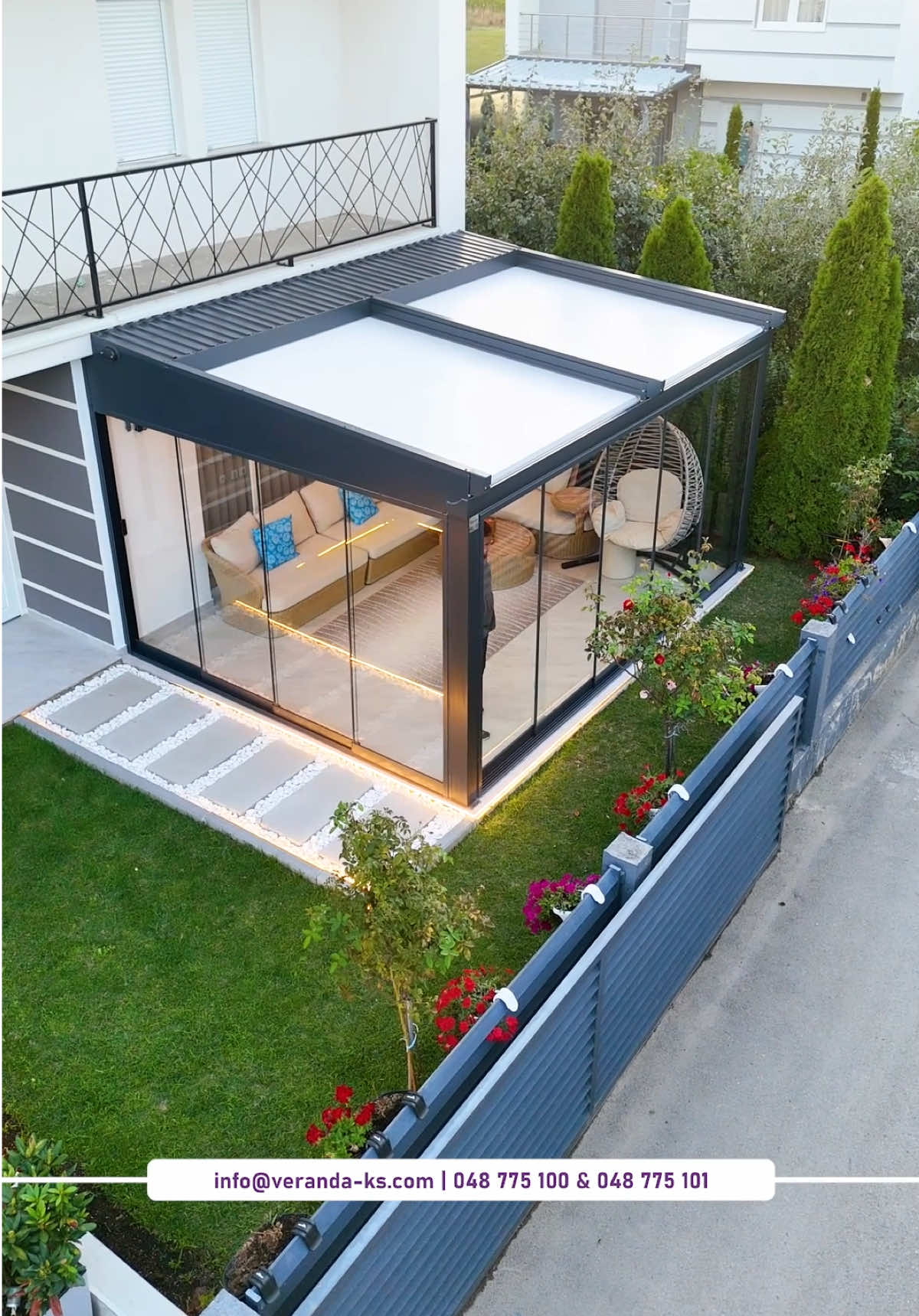 • Pergola me telekomandë dhe ndriçim + Xhama slide (rrëshqitës) VERANDA L.L.C. +383 48 775 100 +383 48 775 101 info@veranda-ks.com #pergola #terasa #veranda #xhamalevizes #xhamaslide 