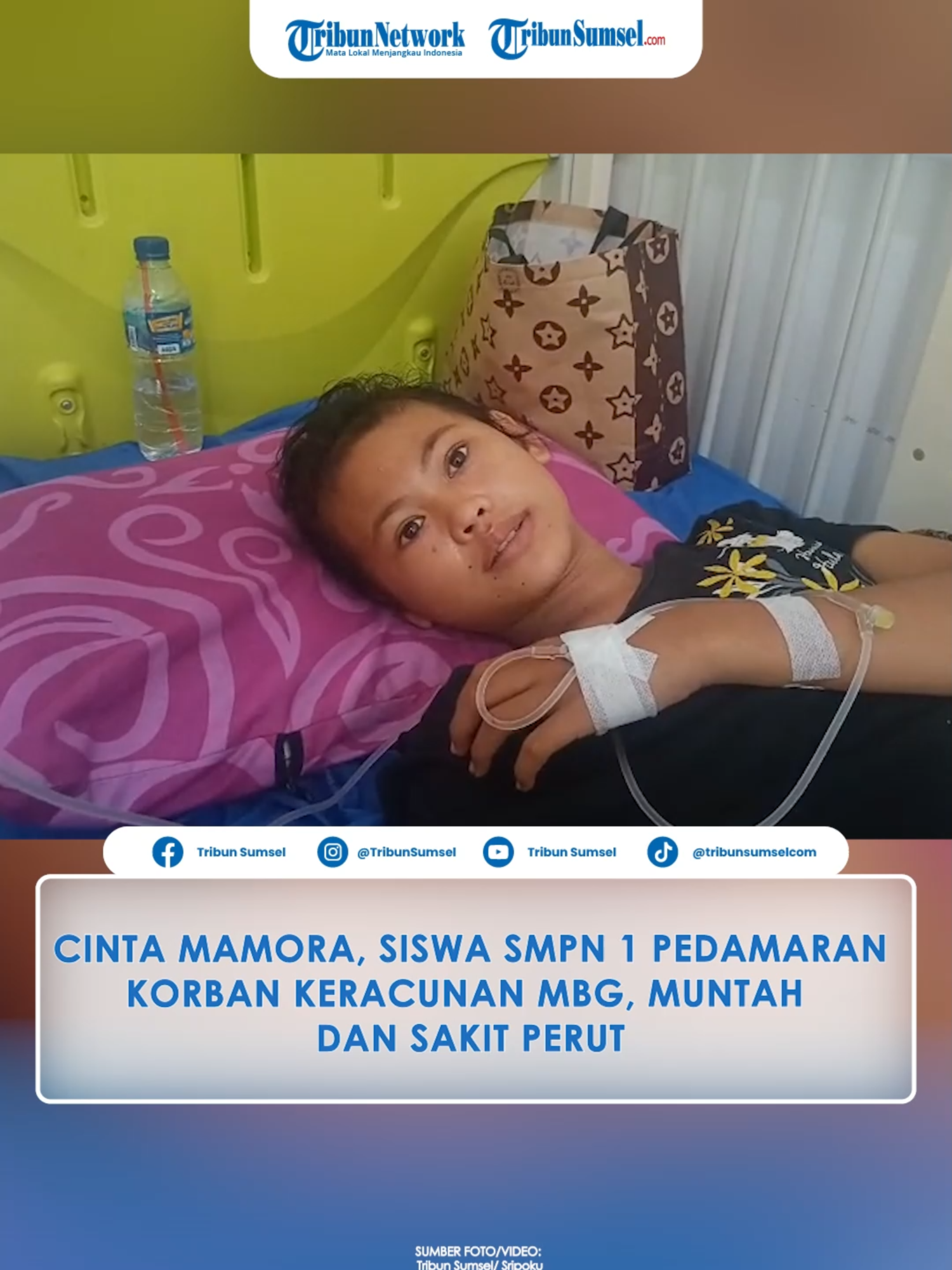 Cinta Mamora, siswa SMPN 1 Pedamaran menjadi salah satu korban keracunan saat mengonsumsi Makanan Bergizi Gratis. Ia mengaku mengalami sakit perut hingga sering muntah-muntah #tiktok #tiktokberita #tribunsumsel #mbg #keracunan #siswa #pedamaran #sumateraselatan