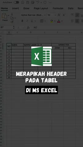 Merapikan header pada tabel di Microsoft Excel #shorts #microsoft #excel #tipsandtricks #fypシ 