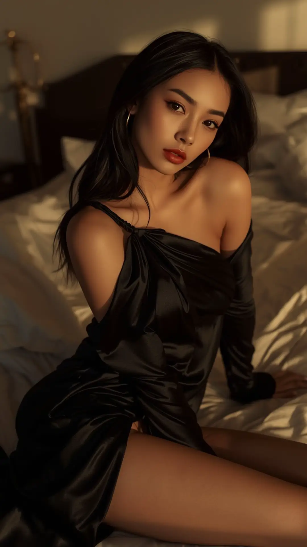 Main Prompt A beautiful sexy Asian female model, elegant black outfit, glamorous style, sensual and confident expression, cinematic lighting, fashion photography, Vogue magazine style, ultra detailed Pose Prompt 1.Sexy Asian female model sitting on a chair, one hand touching her lips seductively, smoky eye makeup, glossy lips, soft studio lighting 2. Sexy Asian model standing with one leg slightly forward, hands on hips, intense gaze, glamorous black dress with deep neckline, fashion runway vibe 3. Close-up portrait of sexy Asian model, wet hair look, sultry eyes, glossy skin, dramatic shadows, fashion editorial style 4. Sexy Asian female model lying on a sofa, one hand caressing her neck, black lingerie with lace details, soft warm lighting, boudoir photography 5. Sexy Asian model against a dark background, sitting cross-legged, wearing sparkling sequined gloves, confident and seductive expression, high-fashion photography 6. Sexy Asian female model leaning against a wall, one shoulder bare, mysterious smile, cinematic lighting with contrast, Vogue cover style #chatgpt #chatgptprompts #prompt #leonardoaiart #leonardoai #photography #aiphotography #ai #fyppppppppppppppppppppppp #fypシ゚ #fyp #Model #Fashion #aifashion #fypシ゚viral🖤tiktok☆♡🦋myvideo #dresses 