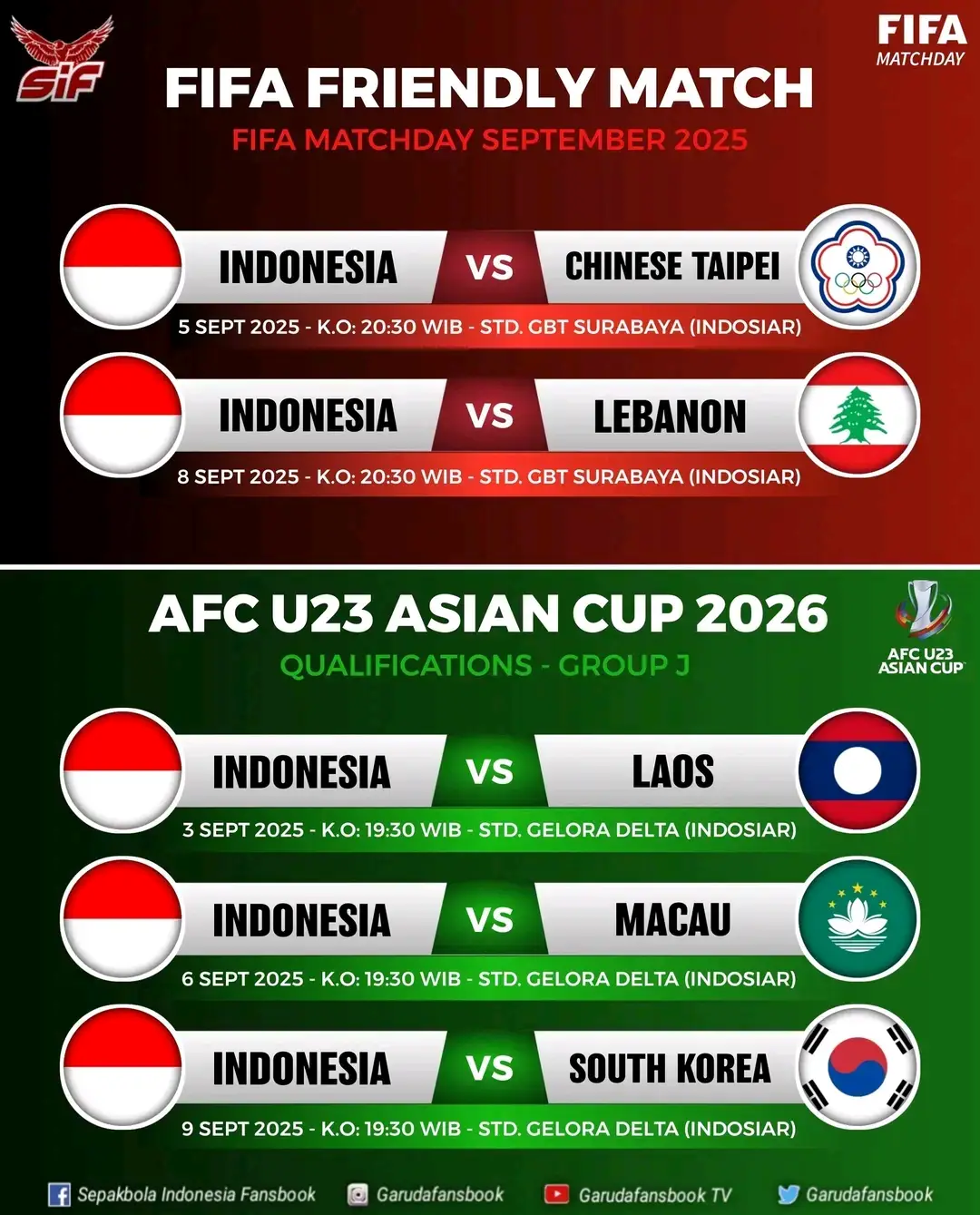 🇮🇩 JADWAL TIMNAS INDONESIA SEPTEMBER 2025. Bulan September akan jadi bulan yang padat untuk Timnas Indonesia, baik di level senior maupun U-23. Ada laga kualifikasi Piala Asia U-23 2026 hingga FIFA Matchday. Catat tanggalnya, jangan sampai terlewat gays🔥 . #garudaindonesia  #timnasindonesia  #timnasday  #timnasindonesia🇮🇩 