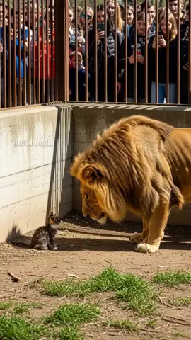 Curious Kitten Enters Lion's Den! #animal #lion #kitten 