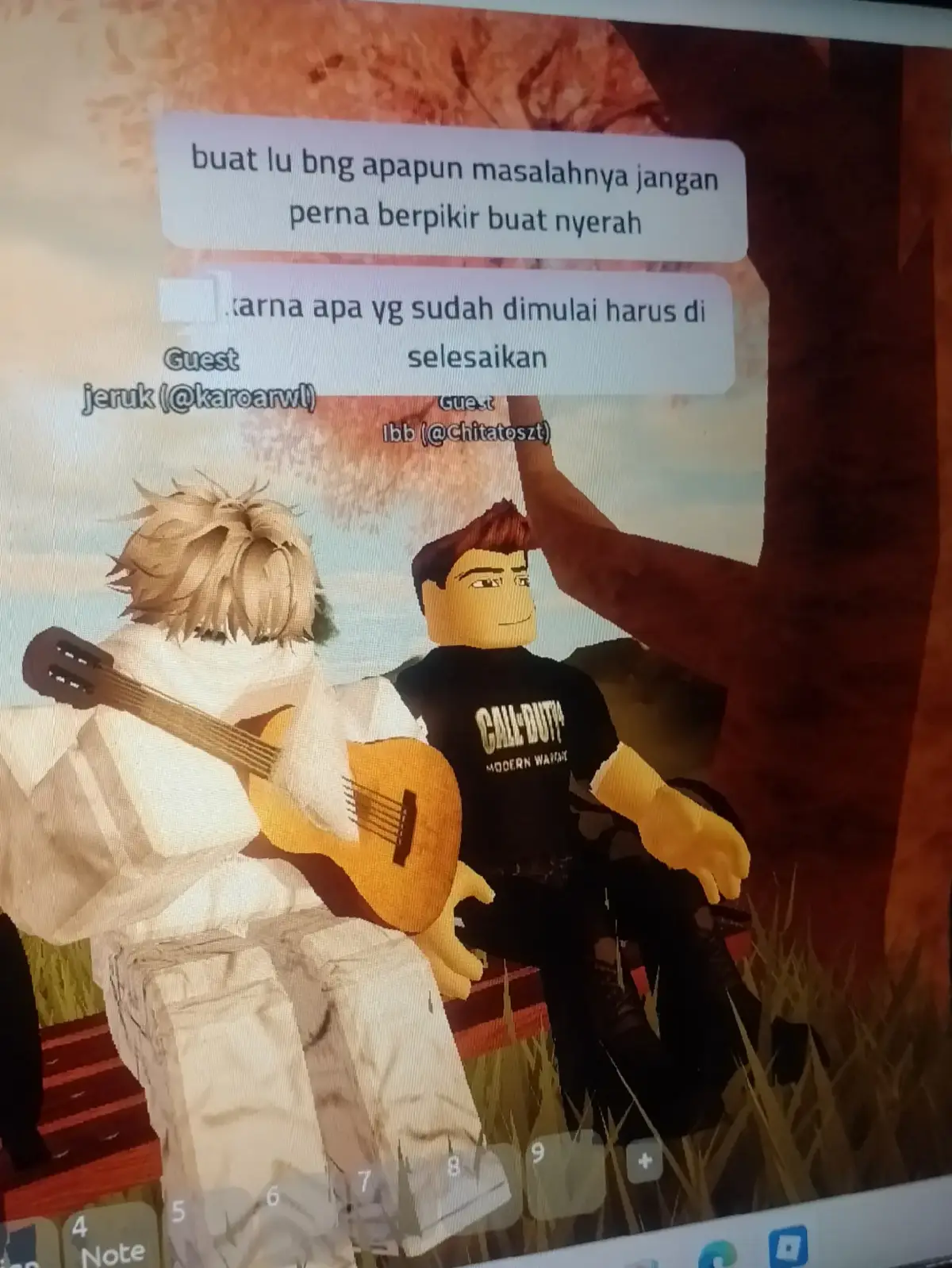 Playing roblox alone to find friends, but ended up vibin' with some cool uni kids. Untuk abangnya, semoga selalu diberi kesehatan, sukses di setiap langkah, dan skripsinya dilancarkan sampai tuntas. Semangat wahai mahasiswa semester lima.  #roblox 