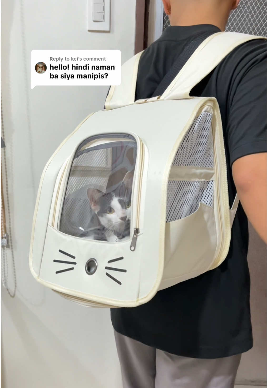 Replying to @kei nope sissy, maganda material nya 🥰 my cat is 5 month old btw and malaki pa space  #catcarrier 