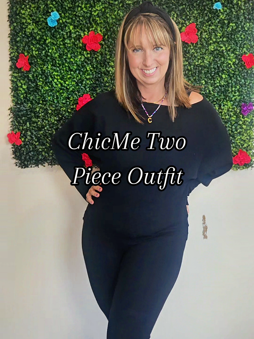 This set went viral last year and for good reason. The leggings are ribbed and so stretchy. The top is off the shoulder wide neck. More of a batwing style sleeve with tight cuffs.@chicme.us #OOTD #fashion #twopieceset #falloutfits #tiktokshopcreatorpicks 