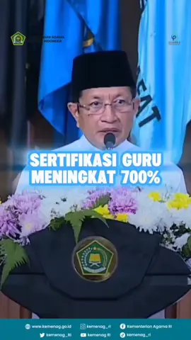 Alhamdulillah, selama masa pemerintahan Presiden @prabowo sertifikasi guru di bawah Kemenag RI meningkat sebesar 700%. Ini merupakan capaian luar biasa. Semoga dengan peningkatan sertifikasi ini, kualitas pendidikan semakin maju, kesejahteraan guru semakin meningkat, serta generasi bangsa kita tumbuh menjadi generasi unggul, berkarakter, dan berdaya saing global. Repost from Instagram/@kemenag_ri  #kemenag #bimasislam #sahabatreligi #sertifikasi #guru 