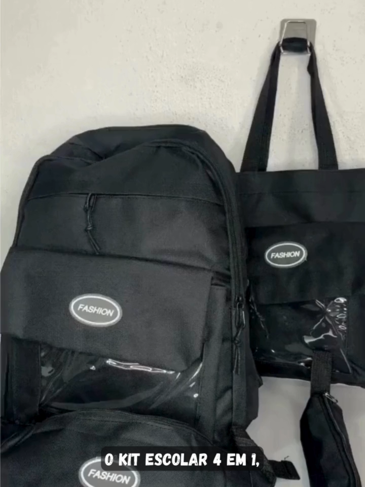 Tudo o que você precisa em um único kit! Mochila, bolsa, pochete e estojo para estudar ou trabalhar. #organização #estiloprático #tiktokshop #Praticidade
