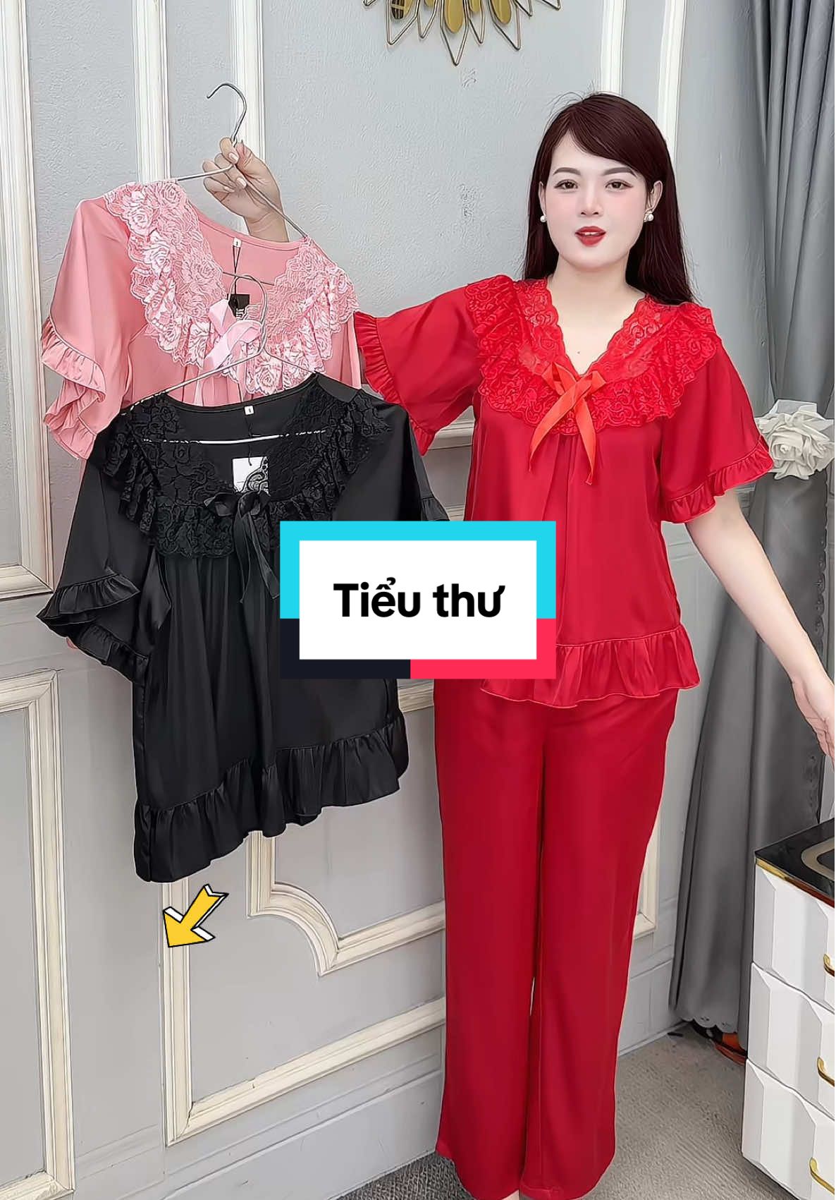 Bộ tiểu thư mặc nhà xinh xỉu nè #pijama #bopijama #bomacnha #huongquynhchuyendodep #thoitrangnu 