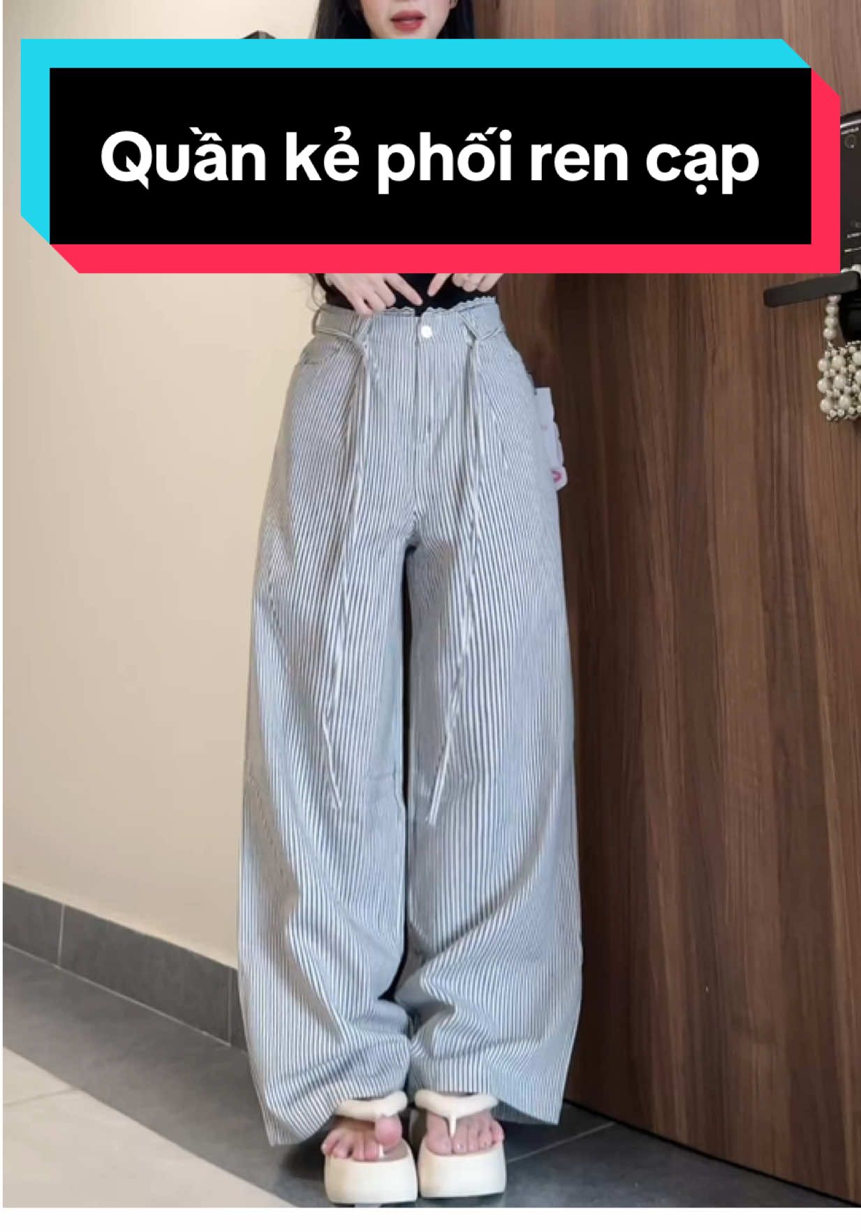 Quần kẻ phối cạp ren #phanhriviuuu #xuhuong #outfitideas #reviewquanao #L 