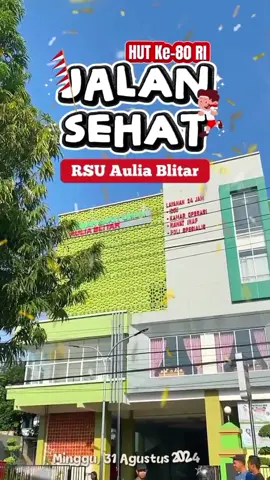 Assalamualaikum wr.wb. Hallo #dulurAulia  ✨ RSU Aulia turut memeriahkan Jalan Sehat se-Kecamatan Sutojayan pada hari Minggu, 31 Agustus 2025 🚶‍♂️🚶‍♀️ dalam rangka memperingati HUT Republik Indonesia ke-80 🇮🇩 Dengan semangat kemerdekaan, mari kita jaga kesehatan, tingkatkan kebersamaan, dan terus melangkah maju untuk Indonesia yang lebih baik. 💙 #RSUAulia #JalanSehat #KecamatanSutojayan #HUTRI80 
