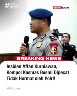 Sidang Komisi Kode Etik dan Profesi (KKEP) menjatuhkan putusan berupa sanksi pemberhentian tidak dengan hormat (PTDH) terhadap anggota Brimob Kompol Kosmas Kaju Gae. Hukuman ini terkait insiden tewasnya pengemudi ojek online (ojol), Affan Kurniawan yang terlindas kendaraan taktis (rantis). Usai diberi sanksi pemecatan, Kompol Kosmas mengatakan dirinya hanya menjalankan perintah dari institusi dan komandan. Update berita selengkapnya di Beritasatu TV, BTV, BeritaSatu.com, & YouTube BeritaSatu! #KompolKosmas #Polri #Pemecatan #AffanKurniawan #Ojol #SalingJaga #SaatnyaIndonesiaBerbenah #BeritaSatu