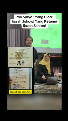 Roy Suryo : Yang Di Cari Ijazah Jokowi Yang Ketemu ijazah Sahroni. Sama yang dari karet dan bergetar.....