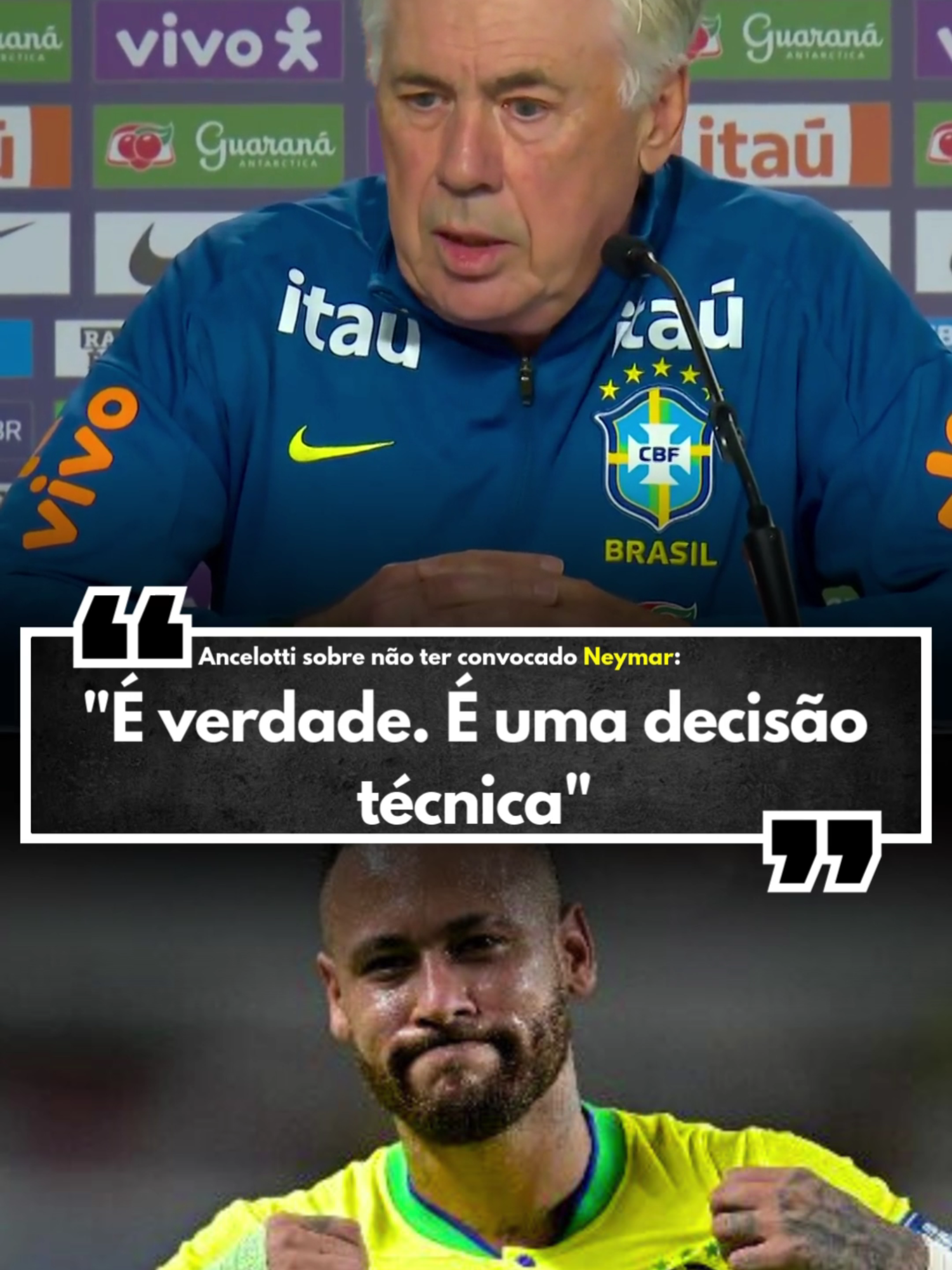 ANCELOTTI FALA SOBRE NÃO TER CONVOCADO NEYMAR #ancelotti #futebol #neymar #selecaobrasileira