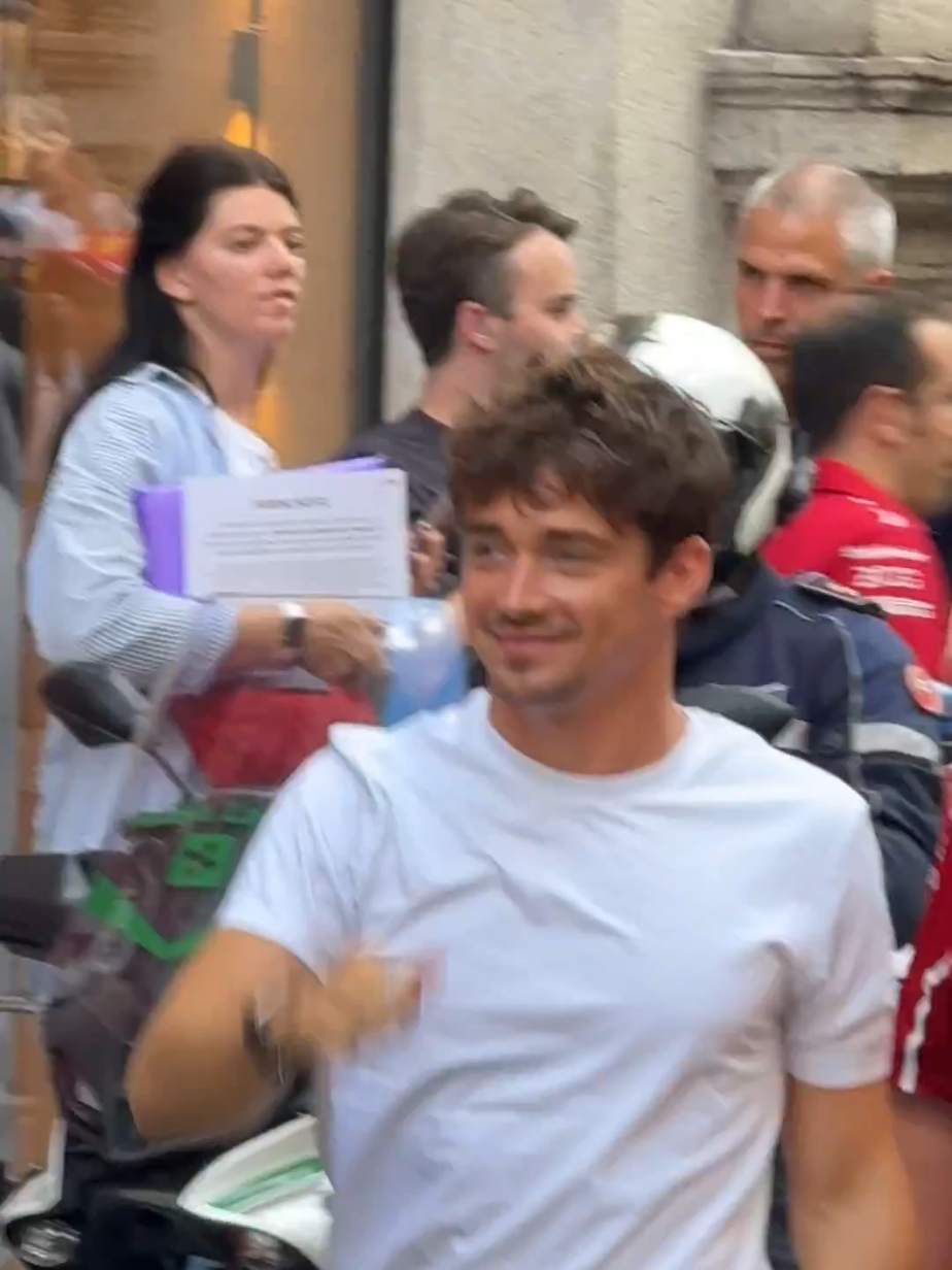 Charles Leclerc arriving at Milan #F1 #italiangp #milan #charlesleclerc #ferrarif1 