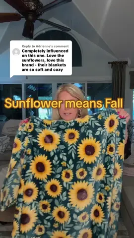 Replying to @Adrienne i love these hay and harvest sunflower blankets too.  So soft and i am in love with all the prints in this listing.  Sunflower lovers, coffee lovers, cozy deer and mushroom lovers all get their pick in this fall cozy feeling blanket.  #cozyblanket #blanket #sunflowers #coffeelovers #mushroom @QVC, Inc 