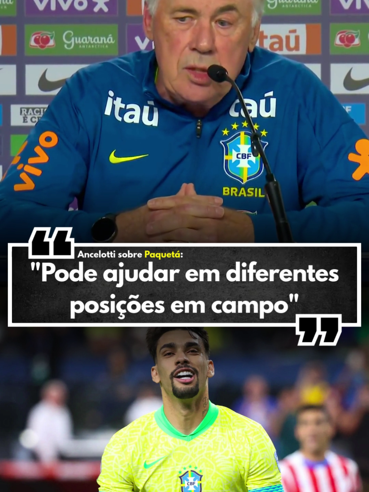 ANCELOTTI FALA SOBRE COMO PAQUETÁ PODE JOGAR NA SELEÇÃO BRASILEIRA #ancelotti #futebol #paqueta #lucaspaqueta #selecaobrasileira