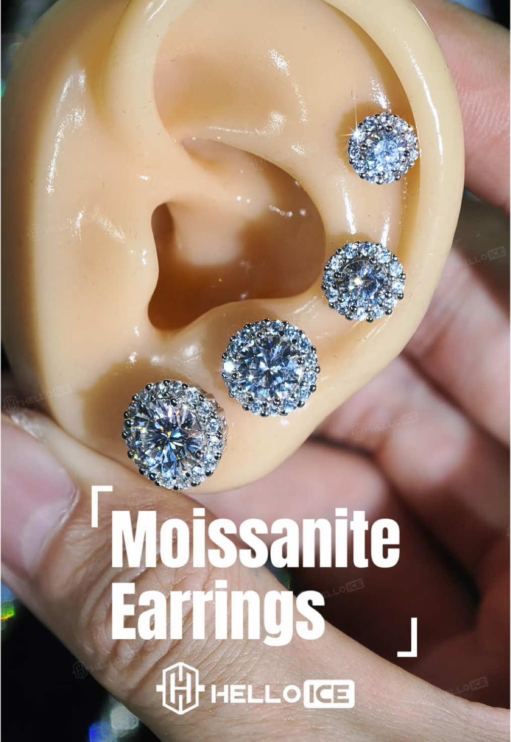 100% genuine moissanite - D-color VVS1 grade moissanite 💎#moissanite #earrings #helloice #tiktokbacktoschool #fall 